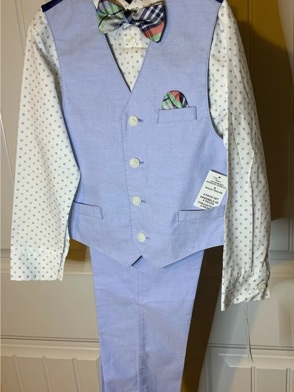 Nautica Boys Navy Floral Vest with Light Gray Bow Tie